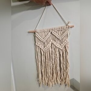 Boho Macrame Wall Hanging Handmade Cream Cotton Tapestry Geometric Fringe Art